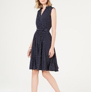 Charter club navy blue polka dot dress